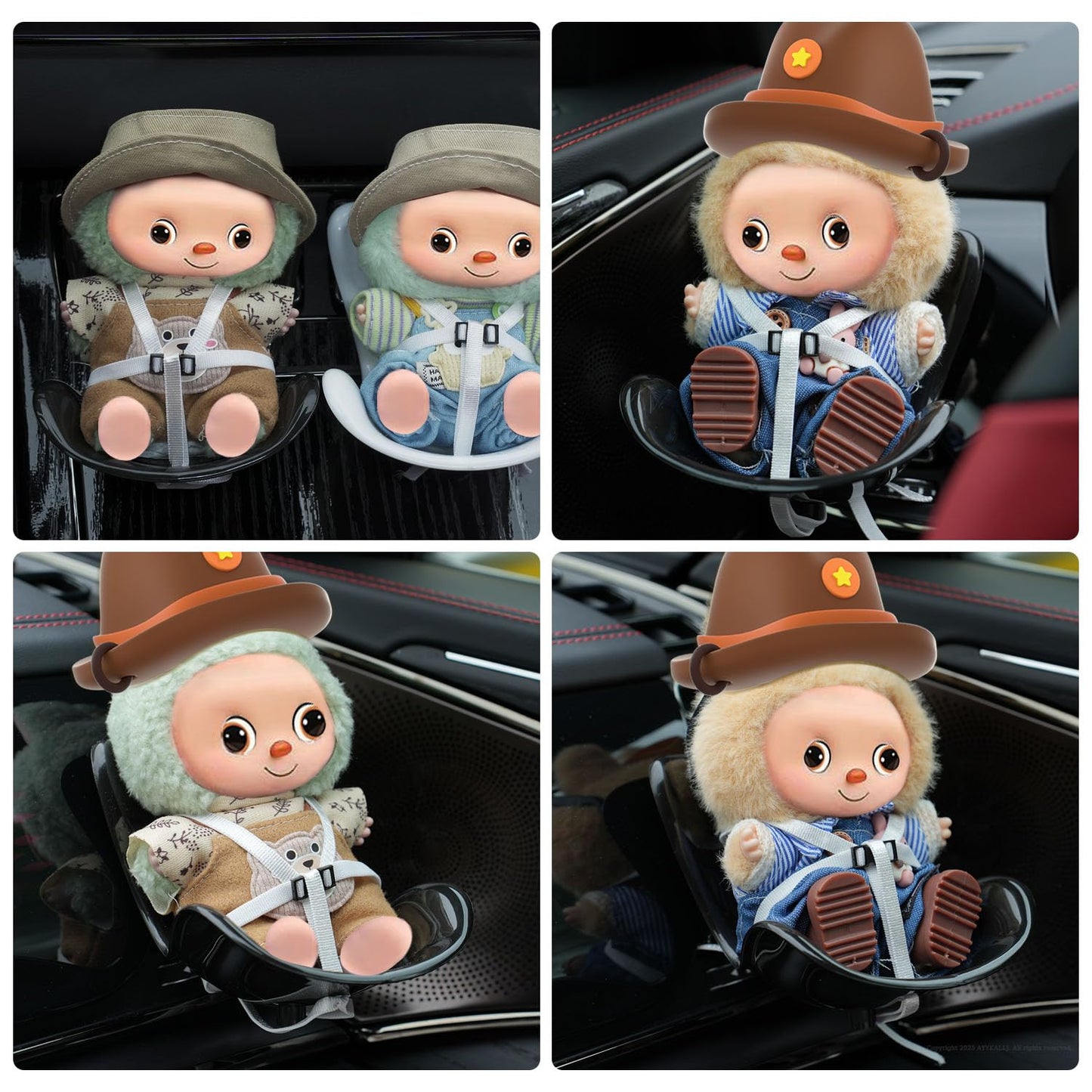 AYYKALLJ Doll car seat Compatible with Labubu, Vent Clip for 10-17cm Blind Box Toys, Secure Doll Seat with Adjustable Safety Str