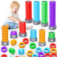 Montessori Toys For 1 2 3 4 5 Year Old Boys Girls, 2 In 1 Counting Toys & Spinning Stacking Toys For Toddlers 1-3 Educational Learning Toys Easter Birthday Gifts For Kids Age 1-5 Autism Sensory Toy