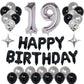 Naninuneno 19Th Black Silver Birthday Party Decorations For Men Women, Happy 19 Birthday Party Supplies With Black Happy Birthda
