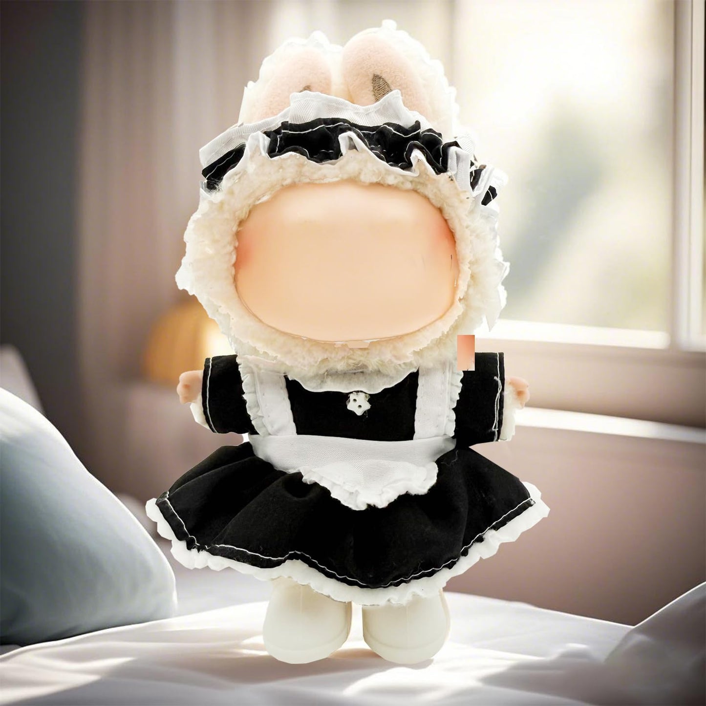 Eayaele Clothes for Labubu - 3PC Set with Shoes for 6.7 Inches Doll  enhanced Outfit with Accessories  Stylish Clothes for Labubu (NO Doll)(Black Maid)