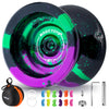 MAGICYOYO N11 Professional Yoyo - Unresponsive Design for mature-themed Tricks  Suitable Yoyo for Kids 8-12 or Above  Dual-Purpose Responsive Bearing  12 Extra Strings  Case  Bearing Kit - Black Green Purple