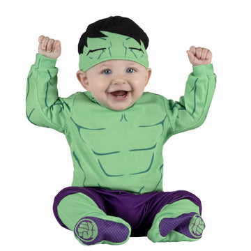 Marvel Hulk Official Infant Halloween Costume - Premium Quality Minky Fabric Jumpsuit And Non-Slip Booties (12-18M) Green