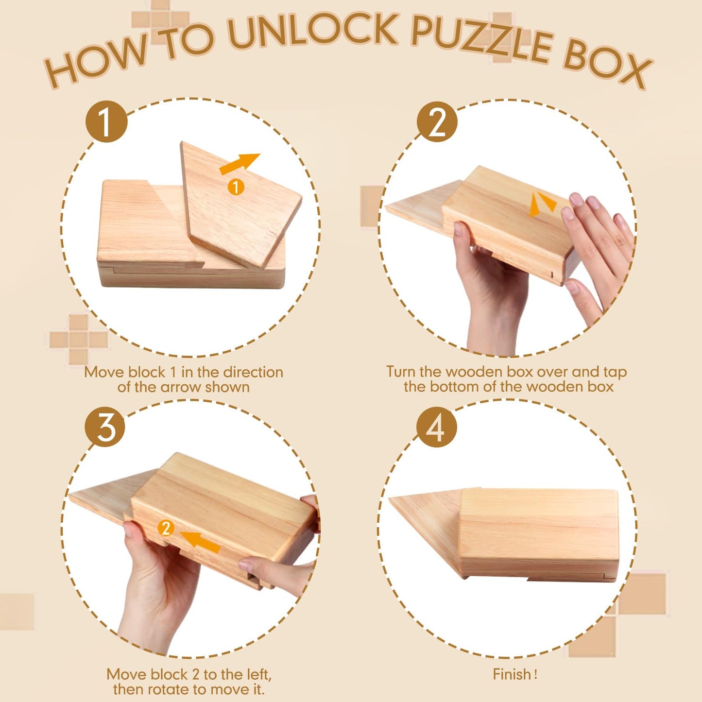 Zhanmai 2 Pack Christmas Puzzle Box Gift Wooden Magic Impossible Dovetail Box Secret Money Box Mini 3D Brain Teaser Box for Valentines Girlfriend Cash mature-themeds Teens (Wood Color Rectangle)