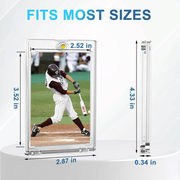 ToBeAce 100pt Magnetic Card Holders  15ct One Card Touch Holder for Trading Cards  Baseball Card Protectors Hard Plastic  Magnetic Thick Card Display Case for Sports Cards  Game Cards