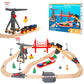 Wdmiya Wooden Train Set for Toddlers  57 Pcs Wooden Train Track for Kids  Train Toy with Bridge and Tracks (Fits Thomas & Brio)  Birthday Trains Gift for 2 3 4 5 6 7 8 Years Old (Harbor)