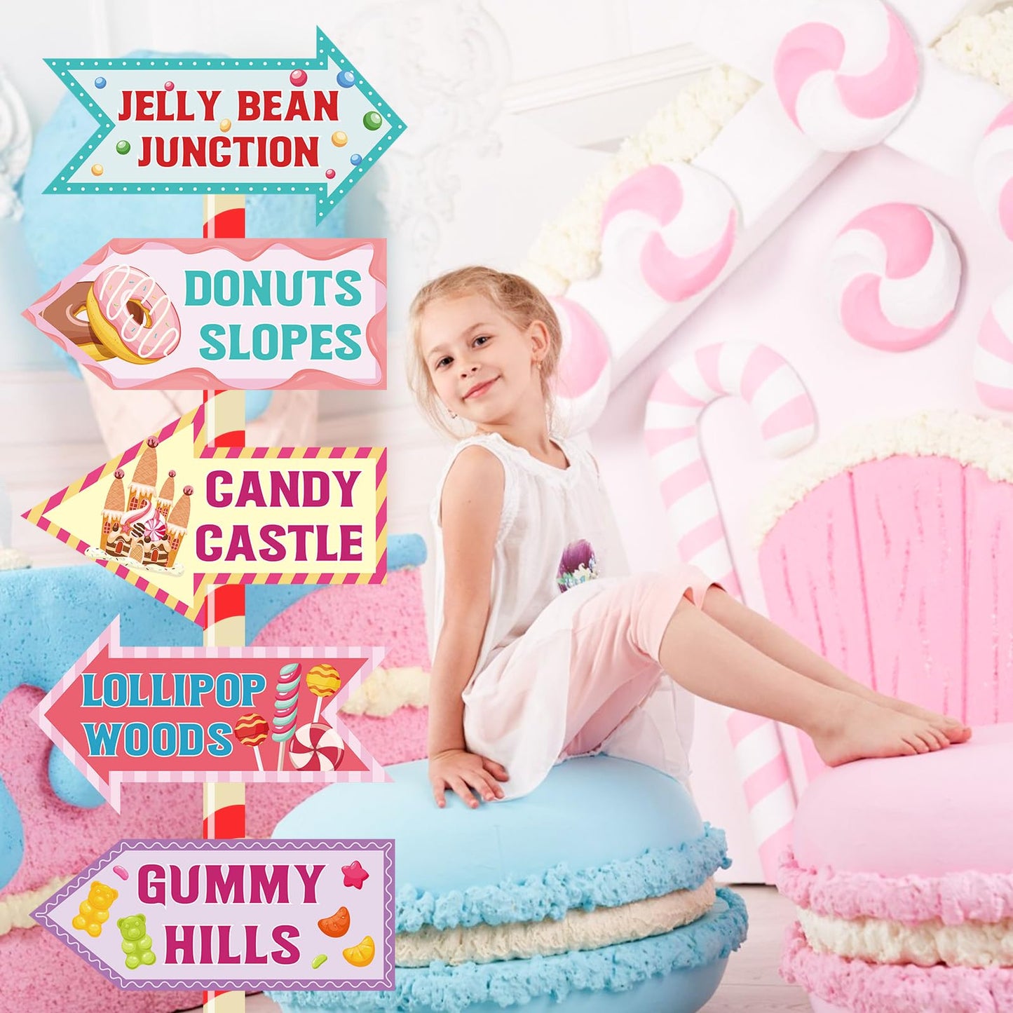 20 Pieces Candyland Decorations Welcome to Candyland Signs Candy Party Decorations for Women Girls Candy Land Themed Birthday Pa
