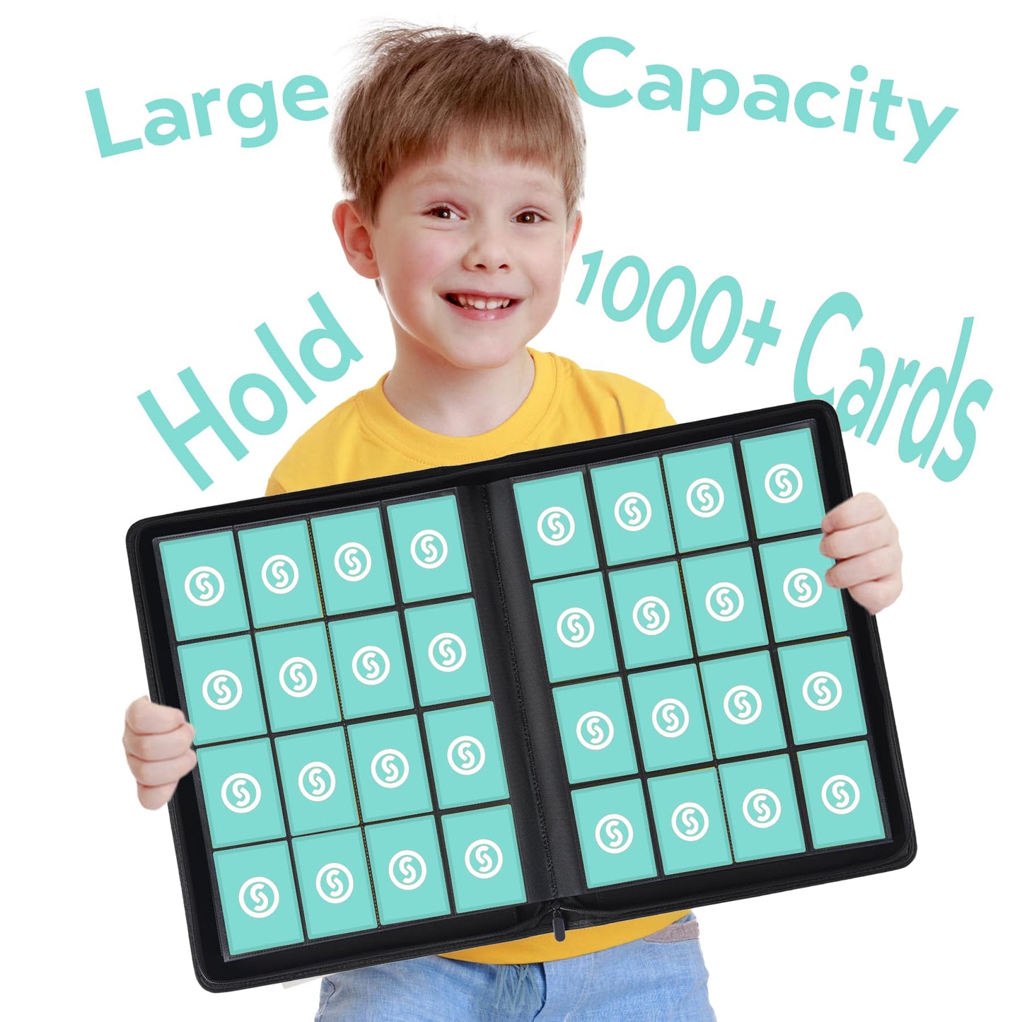 1000+ Pockets Trading Card Binder  enhanced 16 Pocket Card Binder  Ringless Side Loading Collection Album Holder Folders for MTG  TCG  Game Cards & Sports Cards (Blue)