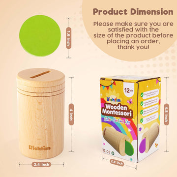 Richtim Montessori Sorting Toy For 1-3 Boys Girls: Wooden Box For Learning Shapes & Colors, Fine Motor Development, And Travel Play