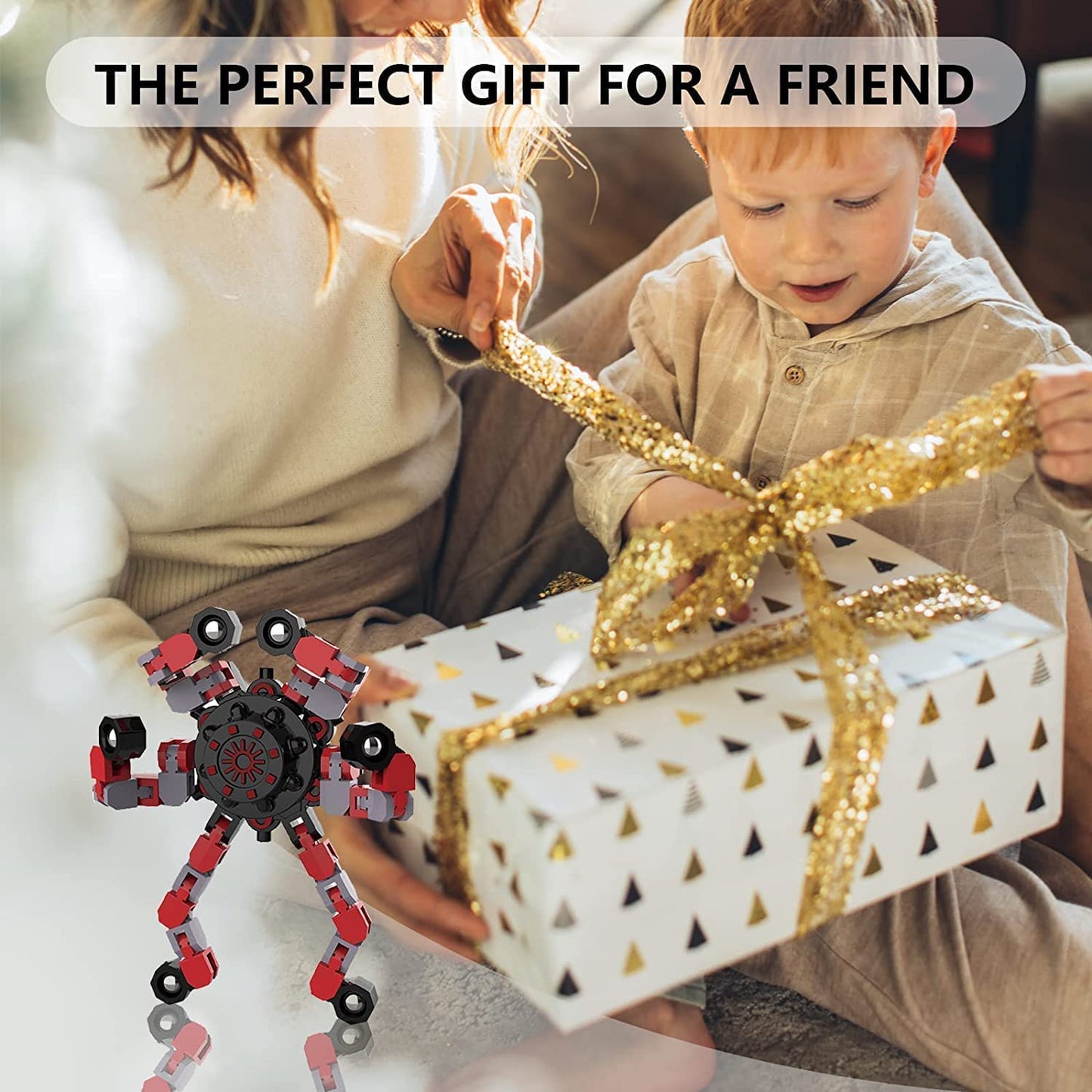 12 Pcs Deformable Robot Fidget Spinners Toys For Party Favor, Transformable Fingertip Spinner For Classroom Prizes, Christmas Va
