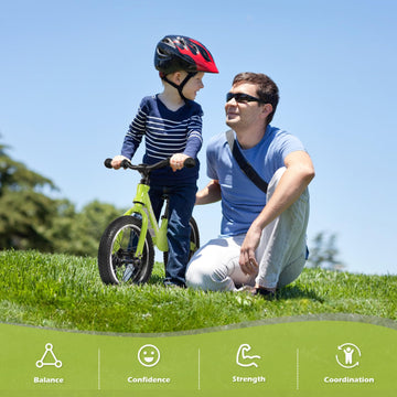 14' Kids Balance Bike For 3,4,5,6 Year Old Boys And Girls, Air Tires With Magnesium Alloy Frame, Lightweight No Pedal Toddler Training Bicycle (Green)