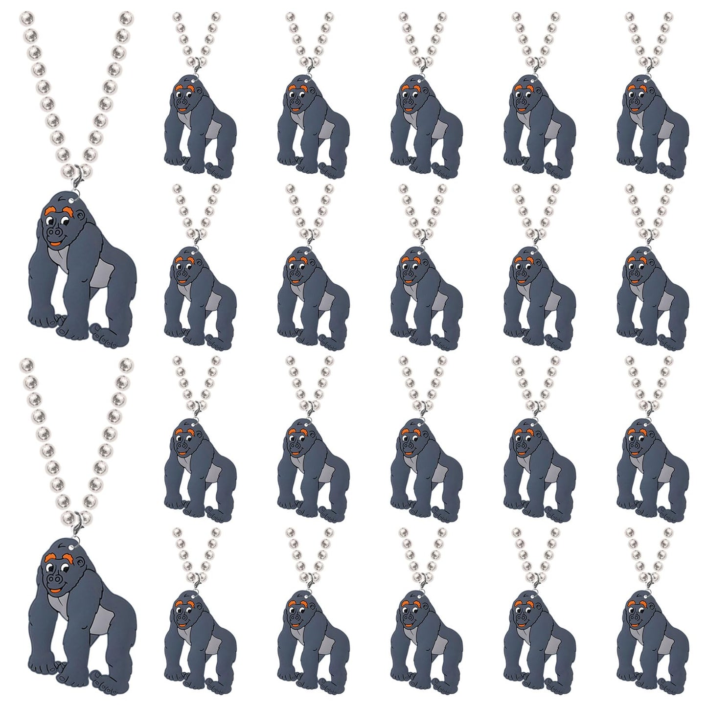 KeeStar 24 Pack Gorilla Necklace Party Favors for Safari Jungle Baby Shower, Birthday Party Goodie Bag Fillers, School Carnival 