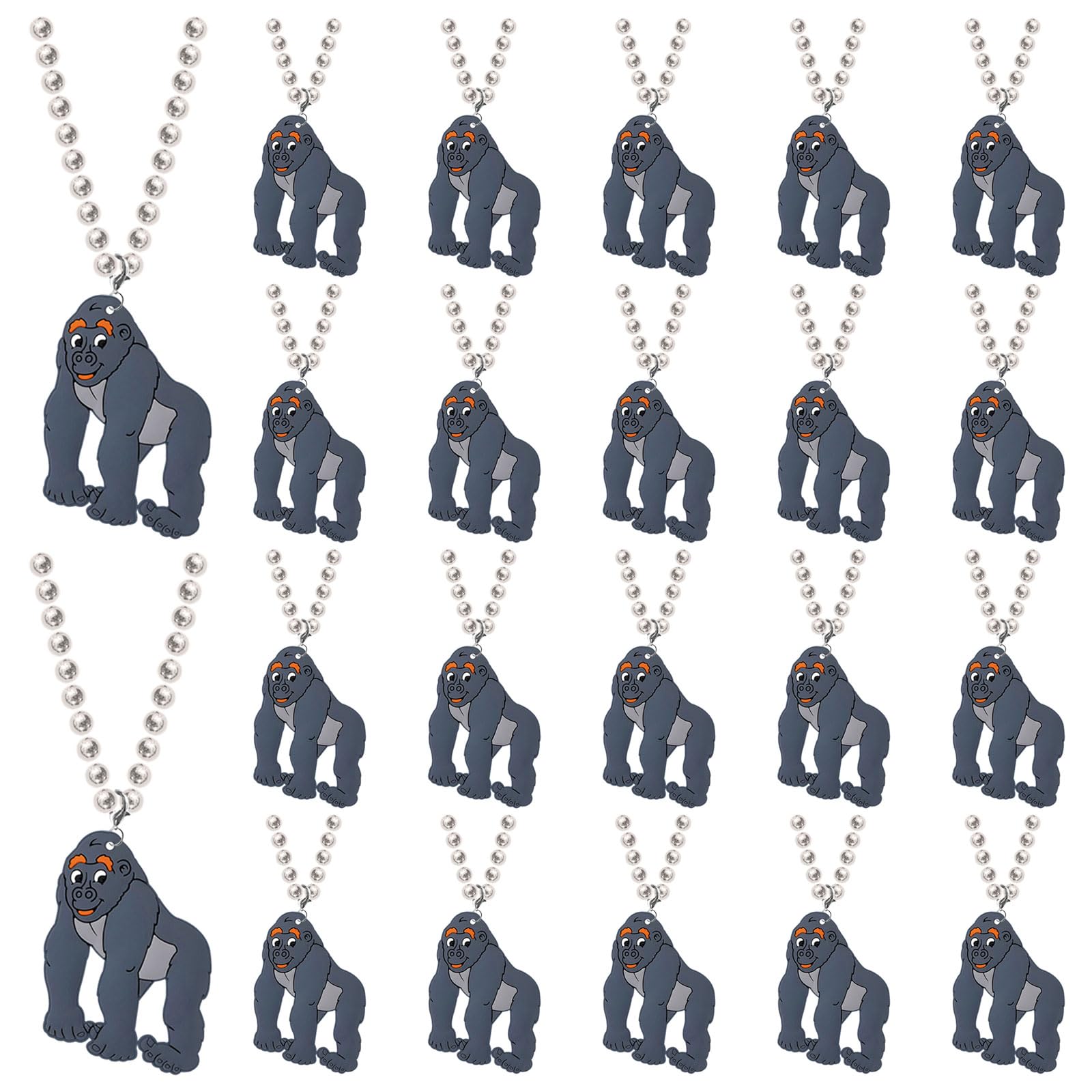 KeeStar 24 Pack Gorilla Necklace Party Favors for Safari Jungle Baby Shower, Birthday Party Goodie Bag Fillers, School Carnival 