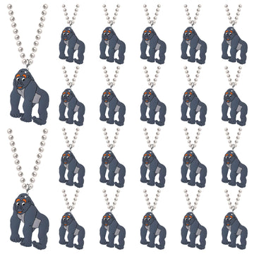 KeeStar 24 Pack Gorilla Necklace Party Favors for Safari Jungle Baby Shower, Birthday Party Goodie Bag Fillers, School Carnival 
