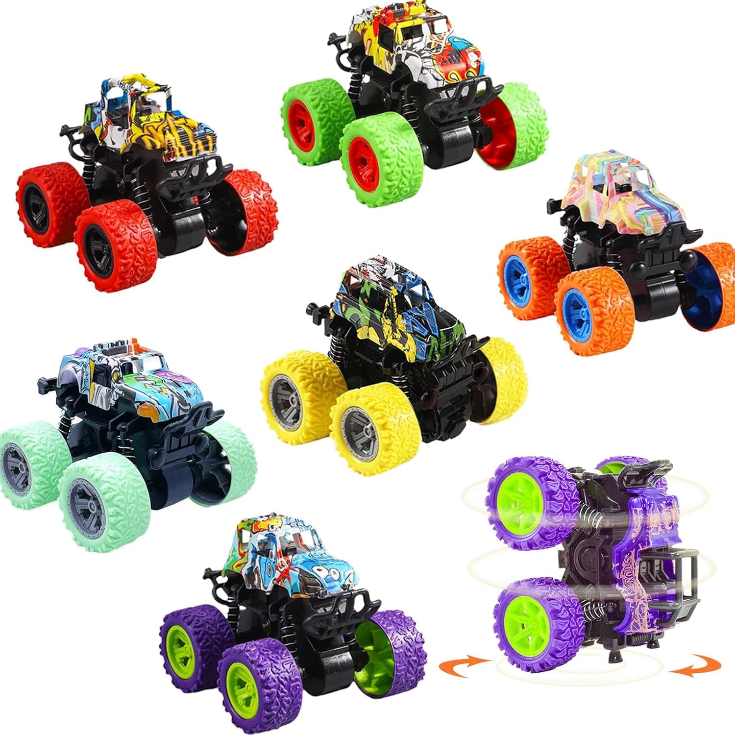 Monster Truck Toys- 6Pcs Mini Monster Jam Trucks Toy Cars Bulk Push and Go Friction Powered Vehicles for Kids Boys Girls Birthda