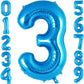 Blue Number 3 Balloon 40 Inch, Big Large Foil Helium Number Balloons, Jumbo Giant Mylar Number 3 Balloons For 3 Third Birthday P