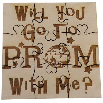 Will You Go to Prom with Me - 9 Piece Square Basswood Jigsaw Puzzle, Promposal