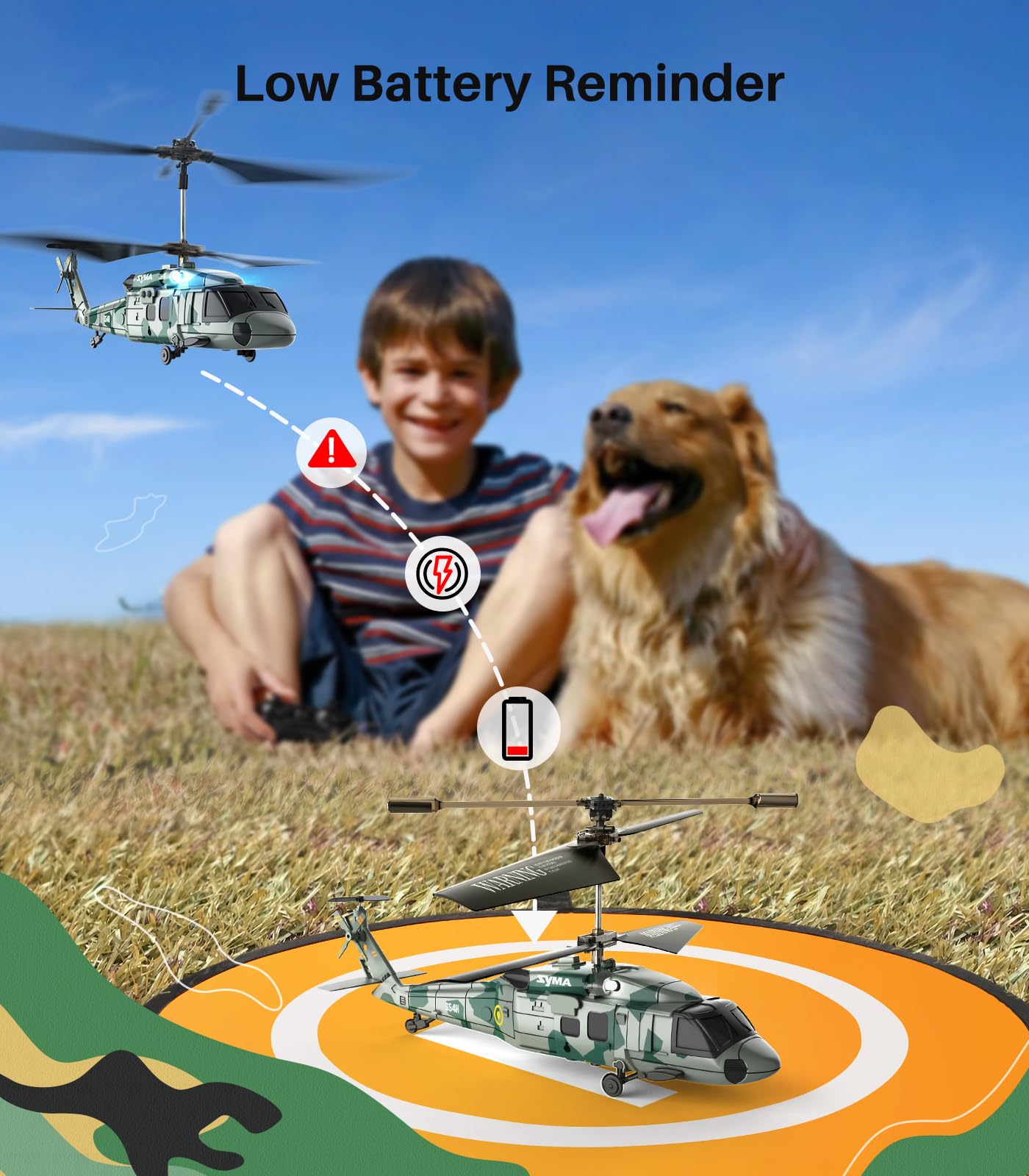 Syma Rc Military Helicopter S54H For Kids - One-Key Start/Landing, Altitude Hold, Upgraded Protection System, 3.5 Channel Toy Fo