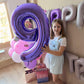 40 Inch Purple Number Balloons, Giant Self Inflating Foil 9 Years Old Birthday Number Balloon For Girls, 9 Balloon Mylar Helium