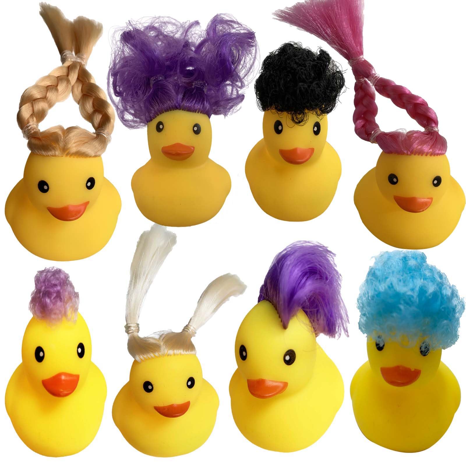 Wndxyg 10 Pcs Colorful Braid Wig Rubber Duck Hair Can Diy Kids Bath Toy Ducks (Style Random)