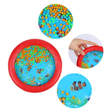 Musfunny Ocean Drum Wave Bead Drum Gentle Sea Sound Music Gift Musical Educational Sea Sound Drum Tool For Kid Child Baby (Red)