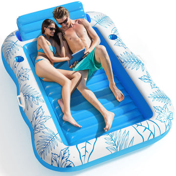 Inflatable Adult Pool Lounger Float - Baiai Large Beach Sun Tanning Floaty Raft Sunbathing Water Lounge Floaties Tub With Drink Holder - Blow Up River & Lake Suntan Floating Swimming Mattress Mat(Xl)