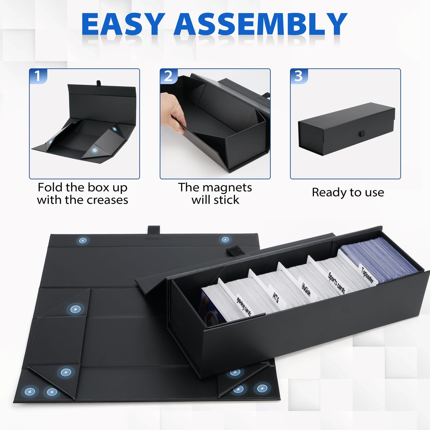 Sfsoc Magnetic Toploaders Storage Box,Trading Card Storage Box With 5Pcs Dividers,Toploaders Deck Box,Toploaders Card Case,Card