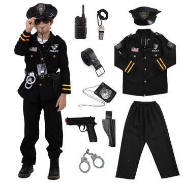 Twister.Ck Police Officer Costume For Kids, Police Costume For Boys, Police Cop Costume-Shirt,Pants,Hat, Belt,Halloween Cosplay Party (S)