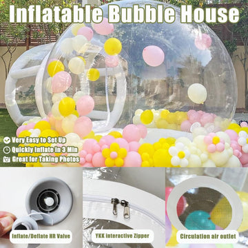 Inflatable Bubble House For Kids, 10Ft Clear Blow Up Balloon Dome With 6'L Tunnel, Outdoor Transparent Commercial Grade Pvc Bubb