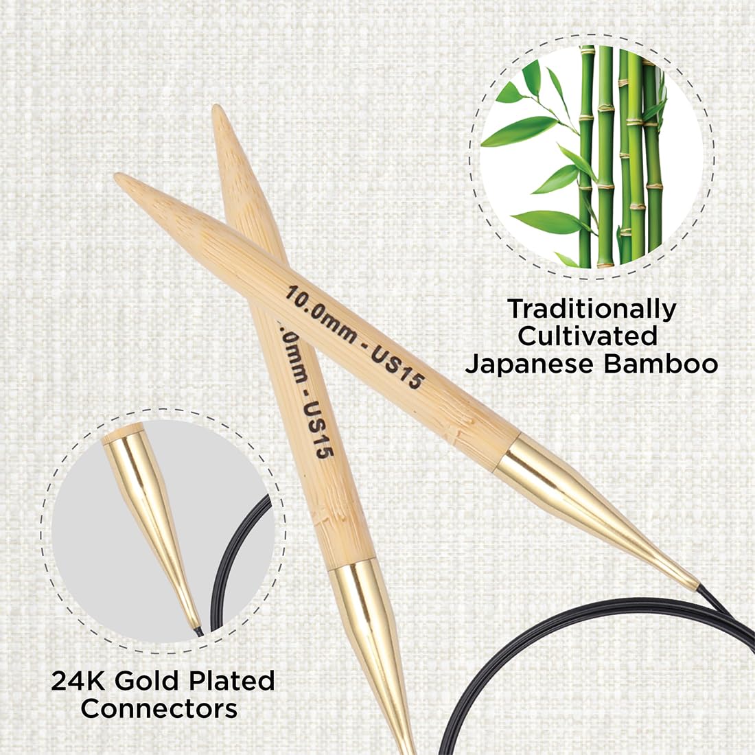 KnitPro Bamboo Circular Knitting Needle 80cm x 10mm Brown K22256