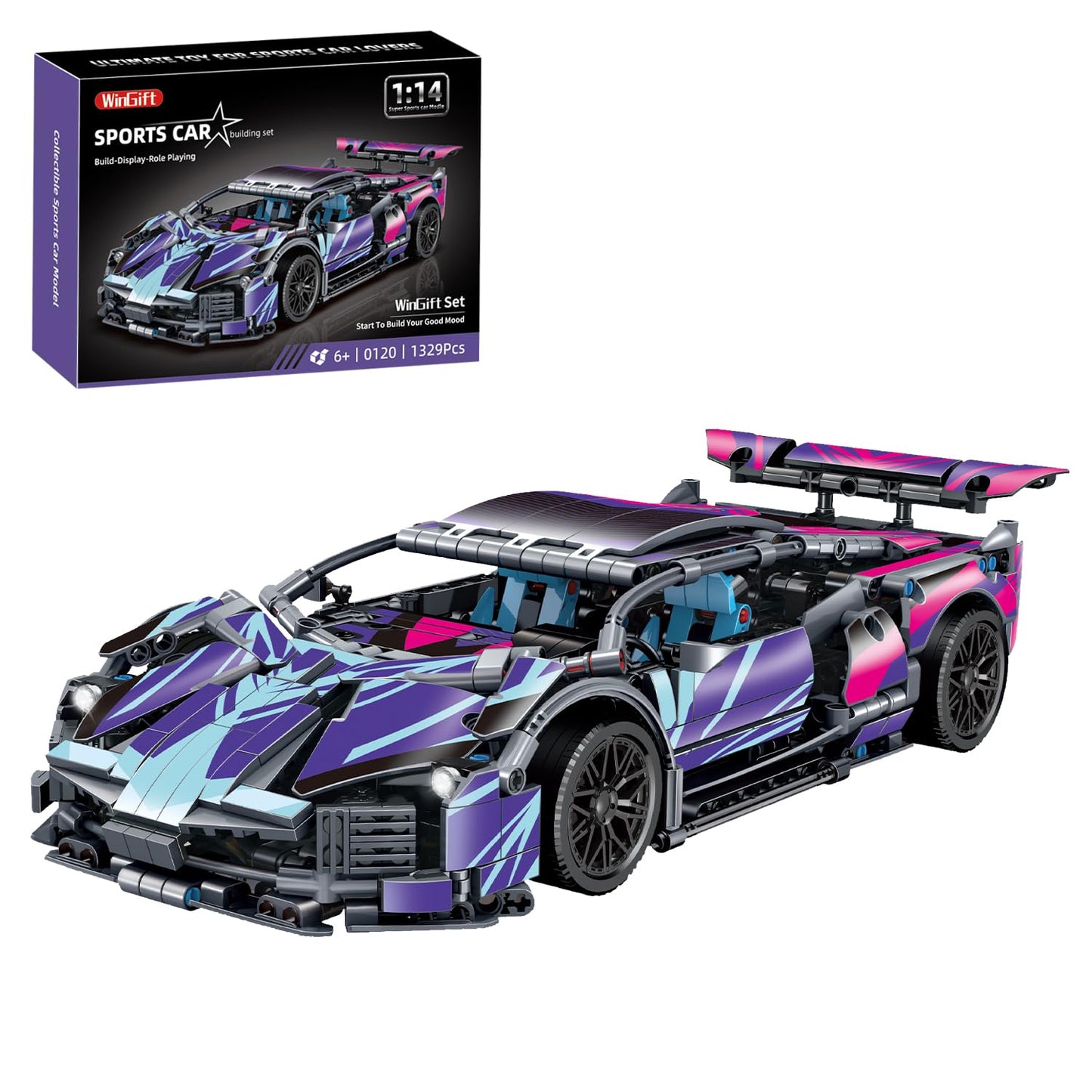 WINGIFT 1329 Piece Sports Car Building Blocks Toys Boys or mature-themeds Kits  1:14 Race Car Model Building Set  mature-themed Collectible Model Cars Set to Build  STEM Super Cars Sets for Boys Girls Age 6-12  8-14