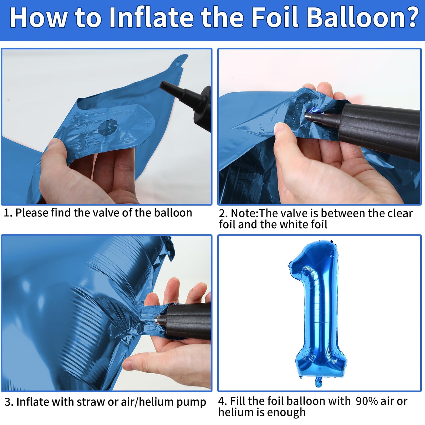 Biapian 40 Inch Blue Number 10 Balloons, 8Pcs Large Foil Number 1 & 0 Balloons With 18'' Blue Silver Heart Shape Balloon For 10T