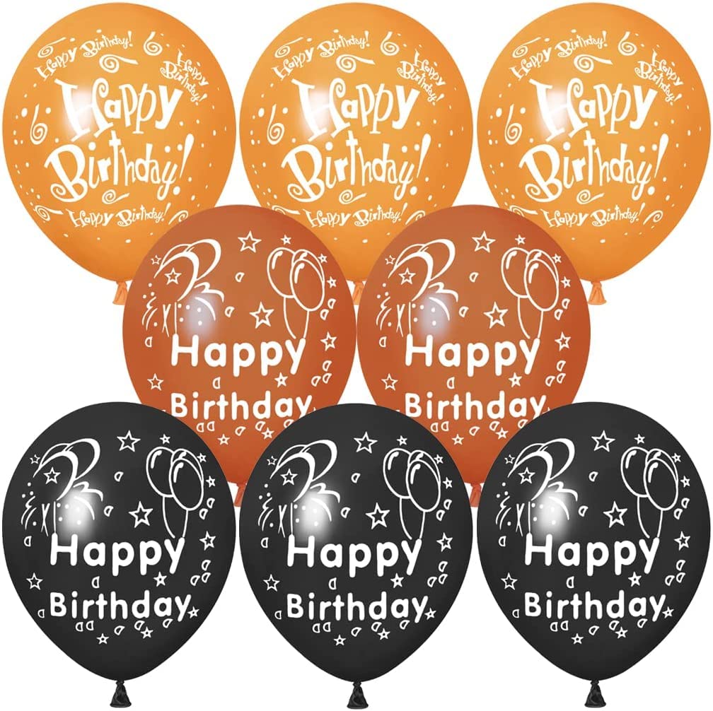 52 Pcs Black Gold Birthday Balloons With Birthday Party Pattern Children'S Birthday Balloons Decoration Suitable For Girls Boy B