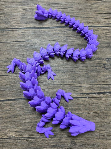 Munnygrubbers - XL 26 Crystal Dragon Fidget Toy - Heavy Duty - 3D Printed Flexible Articulating Dragon Plastic Collectible Figurine - Surprise Egg Compatible - (Lavender Dragon)