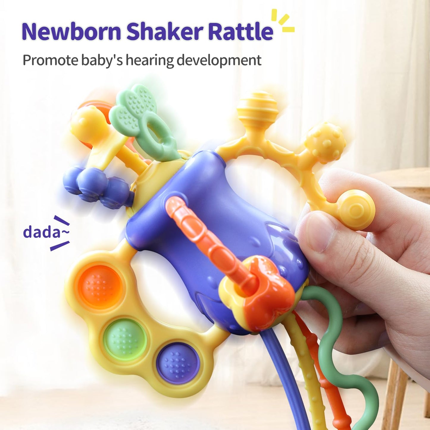Baby Toys 6 To 12 Months Airplane Travel Essentials| Car Seat Toy-Baby Teether Mittens With Rattle Toys For 1 Year Old Boy Girl Easter Basket Stuffers Toddler Sensory Toys For Kids With Autism