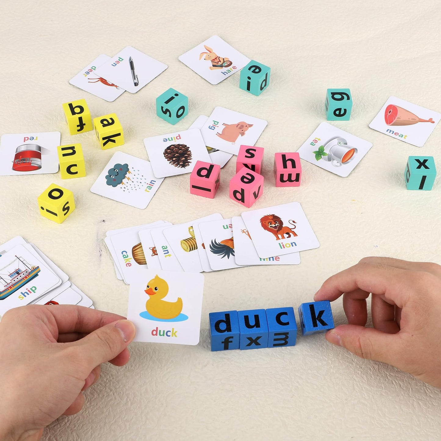 Wooden Blocks Spelling Game, Matching Letter Game Alphabet Learning Crossword Puzzle With Reading Wooden Blocks Sight Flash Card