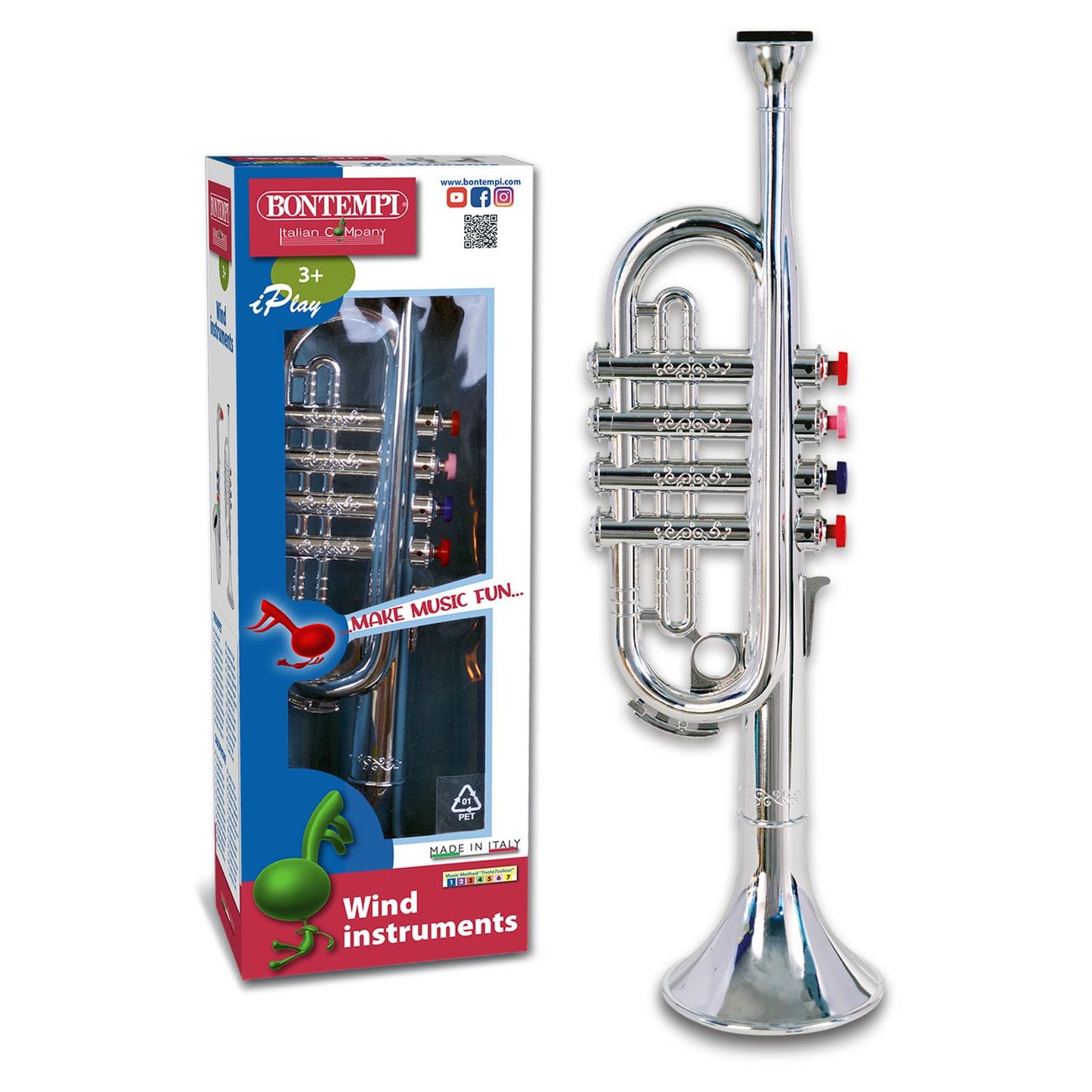 Bontempi 32 3831 4 Notes Silver Trumpet, 37 cm, Multi-Color, 38 cm