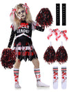 Girls Halloween Costumes, Scary Bloody Dead Cheerleader Costumes For Girls 8-10, Red Zombie Cheerleader Costume For Halloween Dr