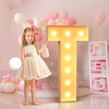 Imprsv 3Ft Marquee Light Up Letters T, Large Light Up Letters, Big Marquee Letters For Party Decorations Baby Shower Anniversary