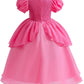 Syoimy Pink Princess Costume For Kids Princess Dresses For Toddler Girls Halloween Cosplay Party Dress Up 4T 5Years