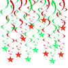 BEISHIDA Red Green Star Hanging Swirl Christmas Decorations Ceiling Hanging Party Supplies for Christmas Birthday Wedding Decora