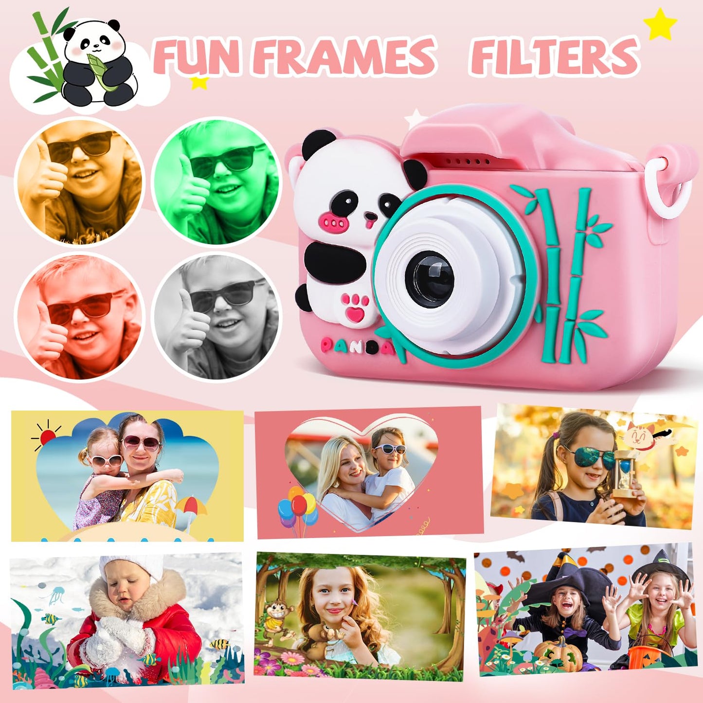 Kids Camera Digital Camera For Boys Girls Age 3-8, 48Mp Dual Lens Toddler Camera For Kids With 32Gb Sd Card 1080P Hd Video Toddl