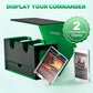 Uaono Card Deck Box For Mtg, Double Card Storage Box With 2 Commander Display & 1 Dice Tray, Fits 200+ Double Sleeved Cards, Card Organizer For Ccg Tcg Sports Cards (Black Green)