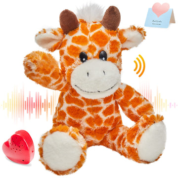 Cozyworld 13' Recordable Giraffe Stuffed Animal,Sweet Soft Plush Toy With Voice Recorder,Giraffe With Voice Recording Heartbeat Birthday Gifts For Toddler Kids