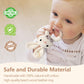 Wooden Baby Rattle, Handcrafted Crochet Bunny Rattles With Wooden Teething Ring, Beige Rabbit Newborn Toy Stuffed Animal Organic
