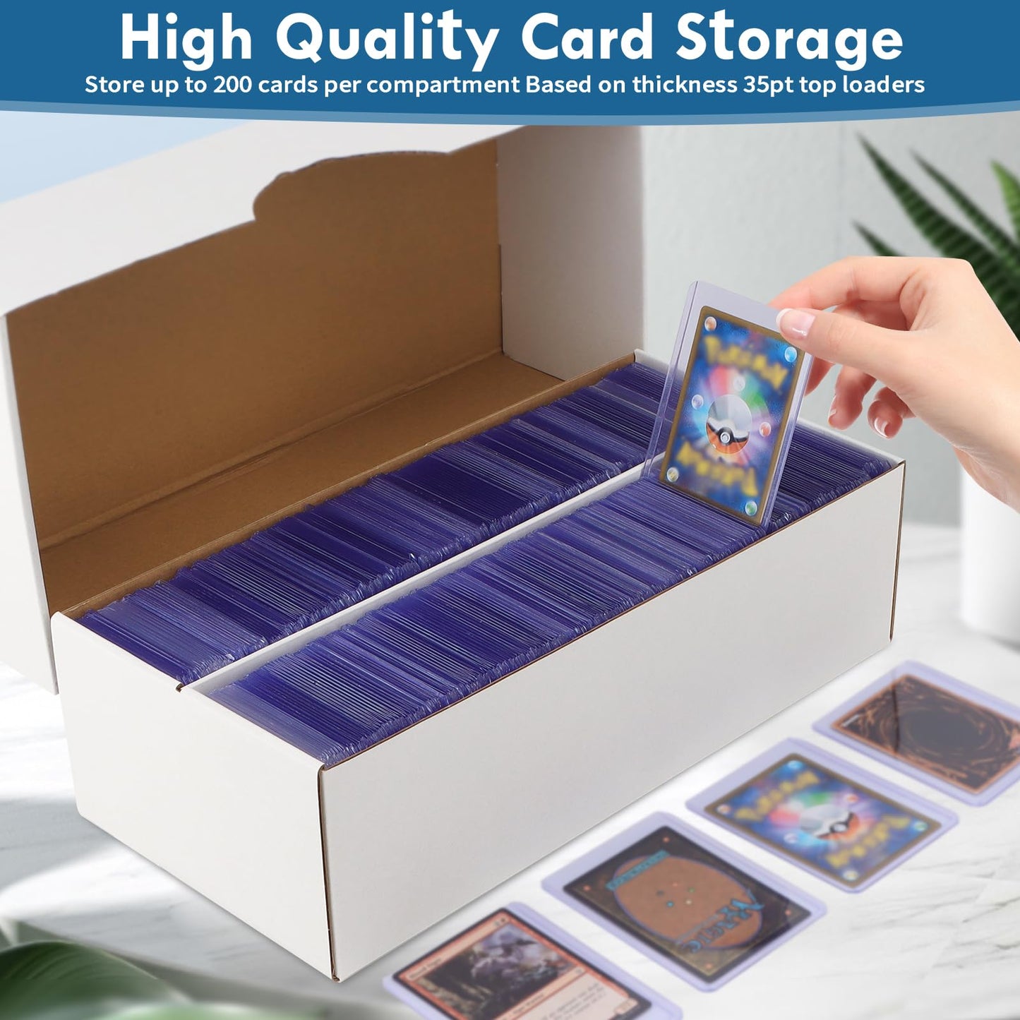 Himomo Trading Card Storage Box, 1600 Count Card Storage Boxes, Bulk Card Storage Box Sports Card Storage Cases Graded Card Stor