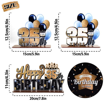 Lingteer Happy 35Th Birthday Gold Acrylic Table Topper Centerpieces Set - Cheers To 35 Years Old Birthday 35Th Bday Party Gift Decorations.