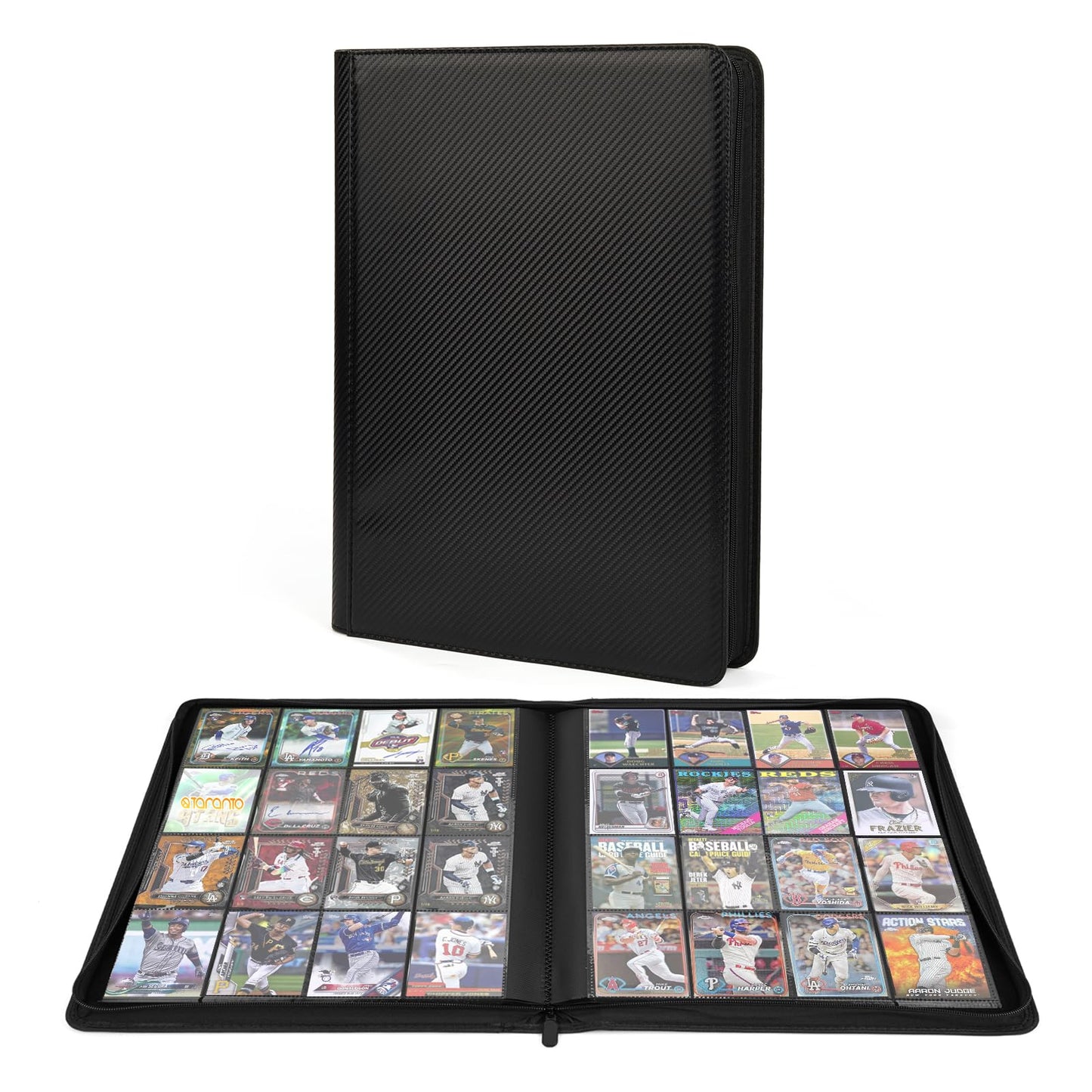 enhanced 1000+ Pockets Trading Card Binder  16-Pocket Ringless Side-Loading Album for TCG  MTG  Lorcana  Sports & Standard-Size Cards (Black1)