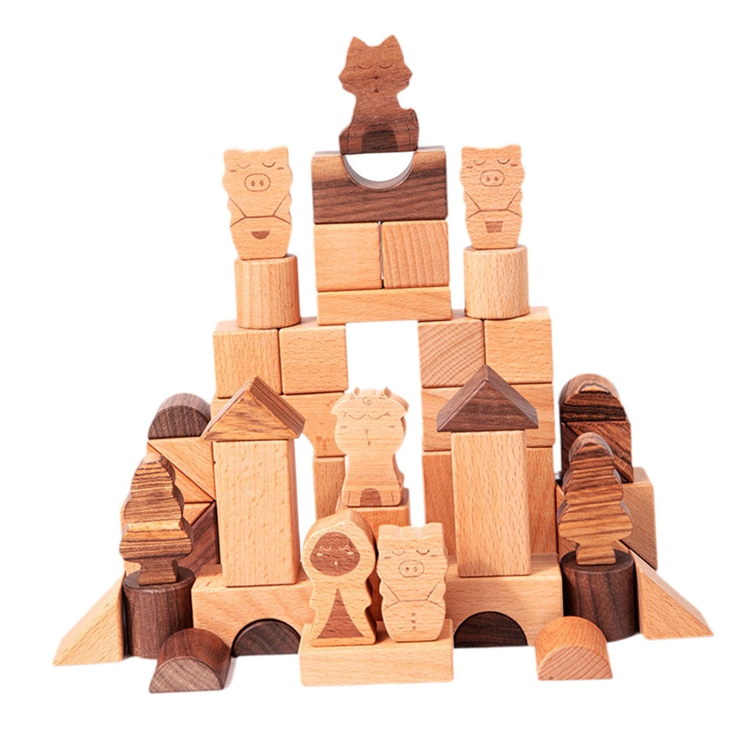 50Pcs Wooden Building Blocks Fine Motor Skill Montessori For Kids Boys Girls|Toys & Hobbies | Educational | Other Educational To