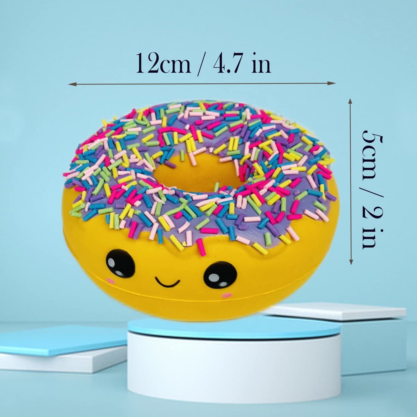 funnysquee Rainbow Donut Squishy Toy  Slow Rising  Stress Relief  Fun  and Cute Plaything Perfect for Birthday Gift and Decoration