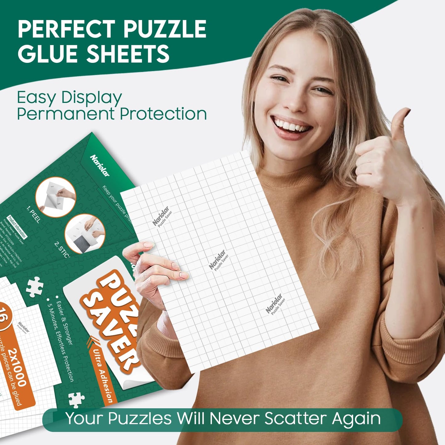 Nariolar Ultra Adhesion Puzzle Glue Sheets, 16 Puzzle Saver Sheets Preserves 2  1000 Pieces Jigsaw Puzzle, Puzzle Saver For Easy